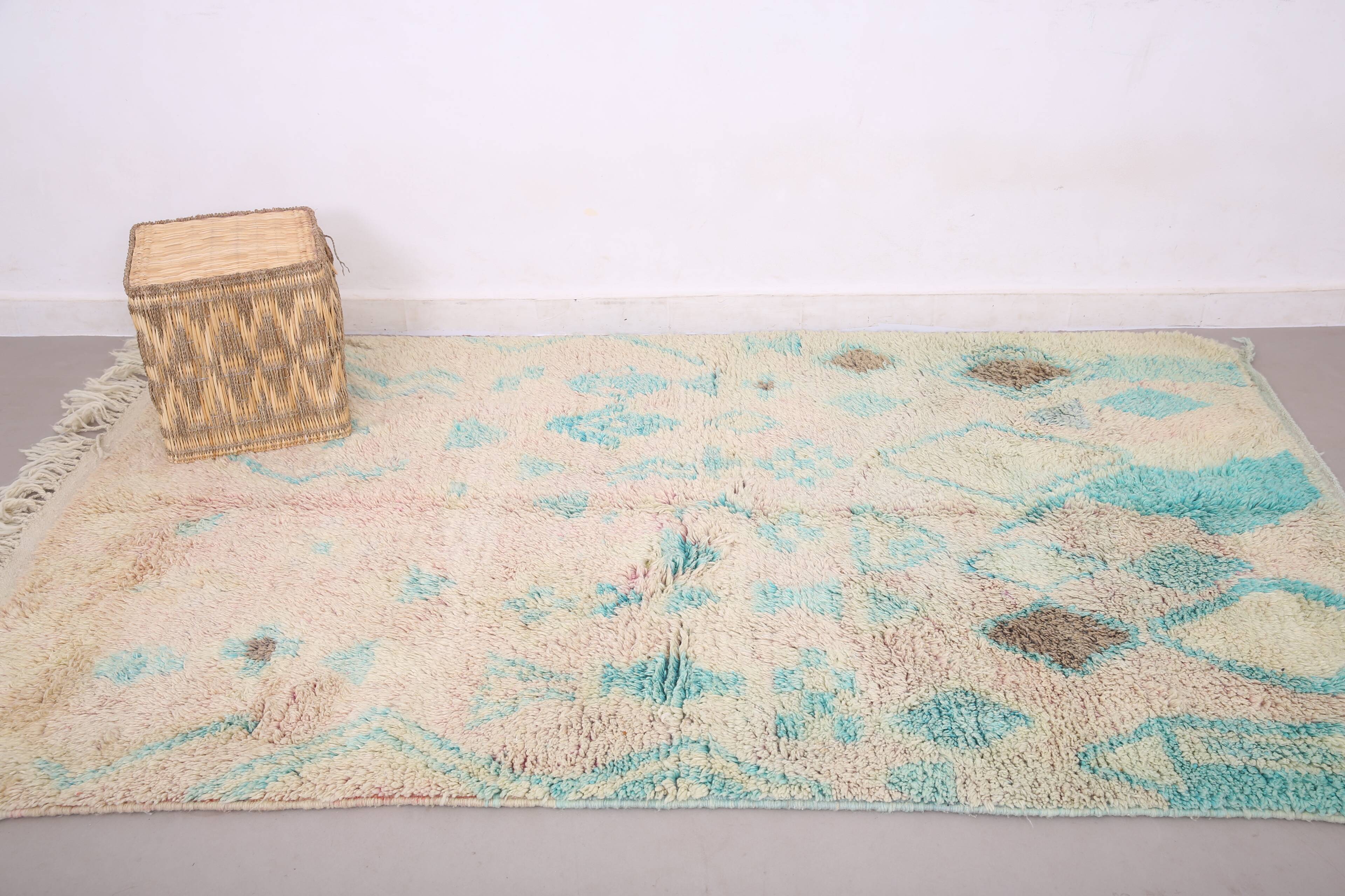 Turquoise Vintage Boujaad Rug 158 cm x 262 cm - Moroccan Wool rug Handmade