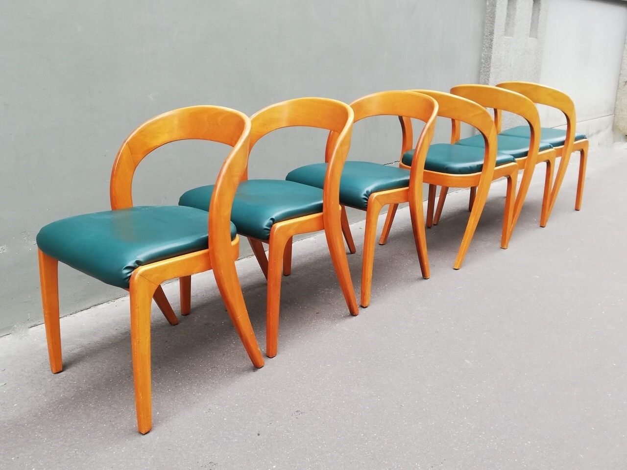 Set of 6 Scandinavian teak color chairs 60s