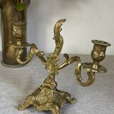 Pair of bronze rocaille candlesticks