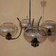 Chandelier 70s metal chrome with 4 glass globes
