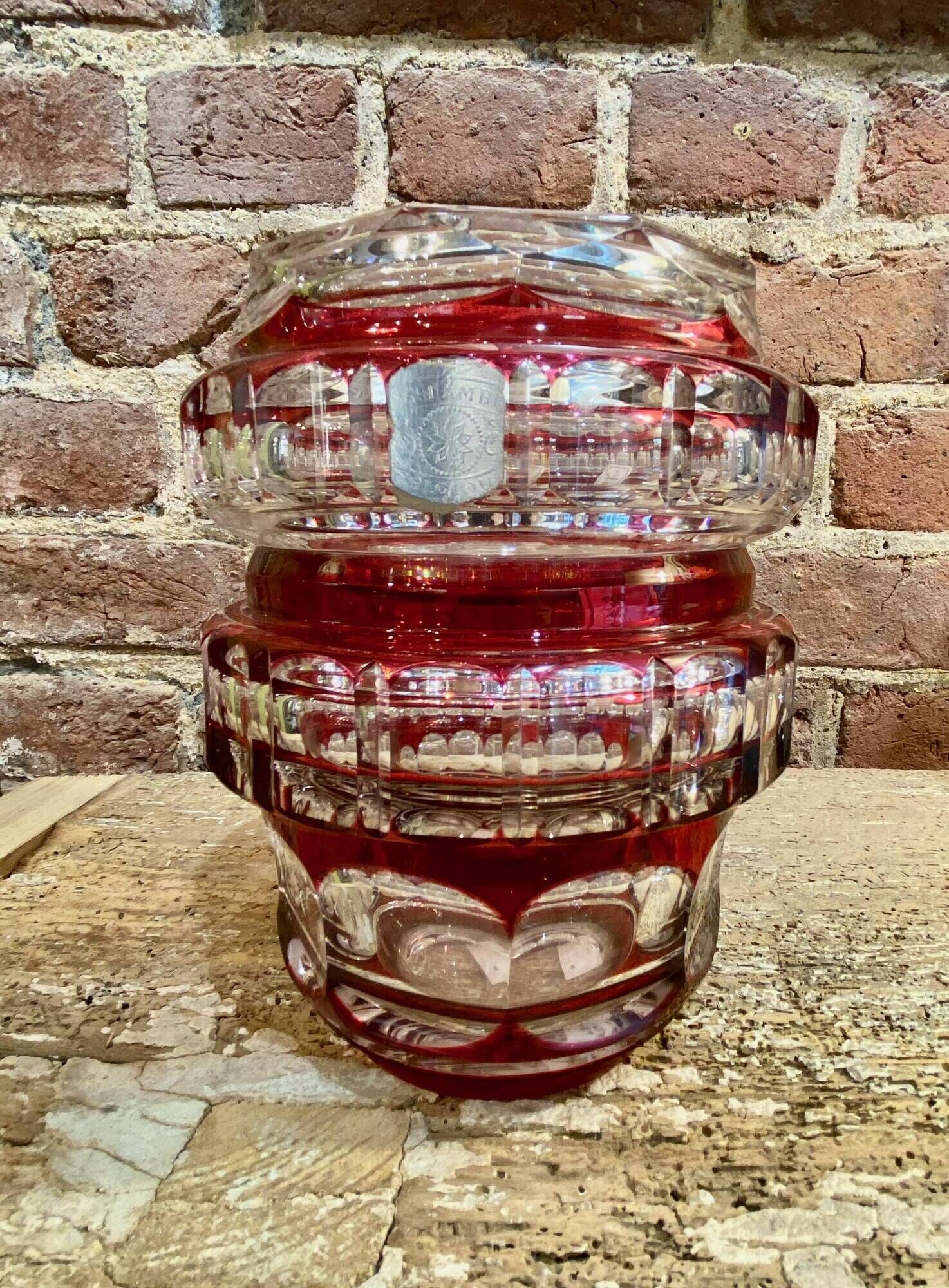 Double Red Crystal Vase – Val Saint Lambert