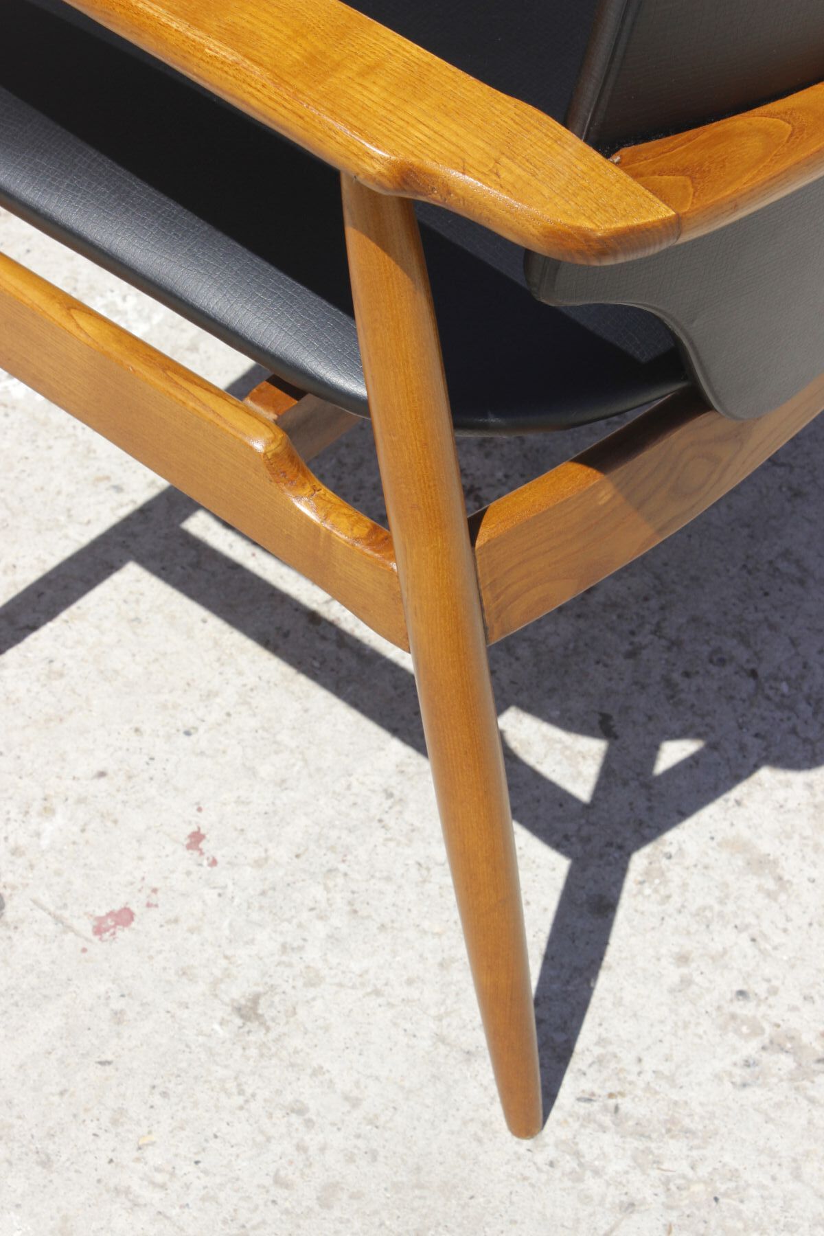 Vintage Scandinavian teak & skaï armchair, Denmark circa 1950