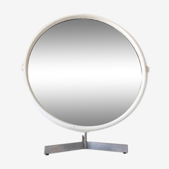Miroir triptyque en bois de noyer blanc vintage années 60