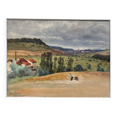 Watercolor painting "Entremont Valley - Contrexéville" early 20th century