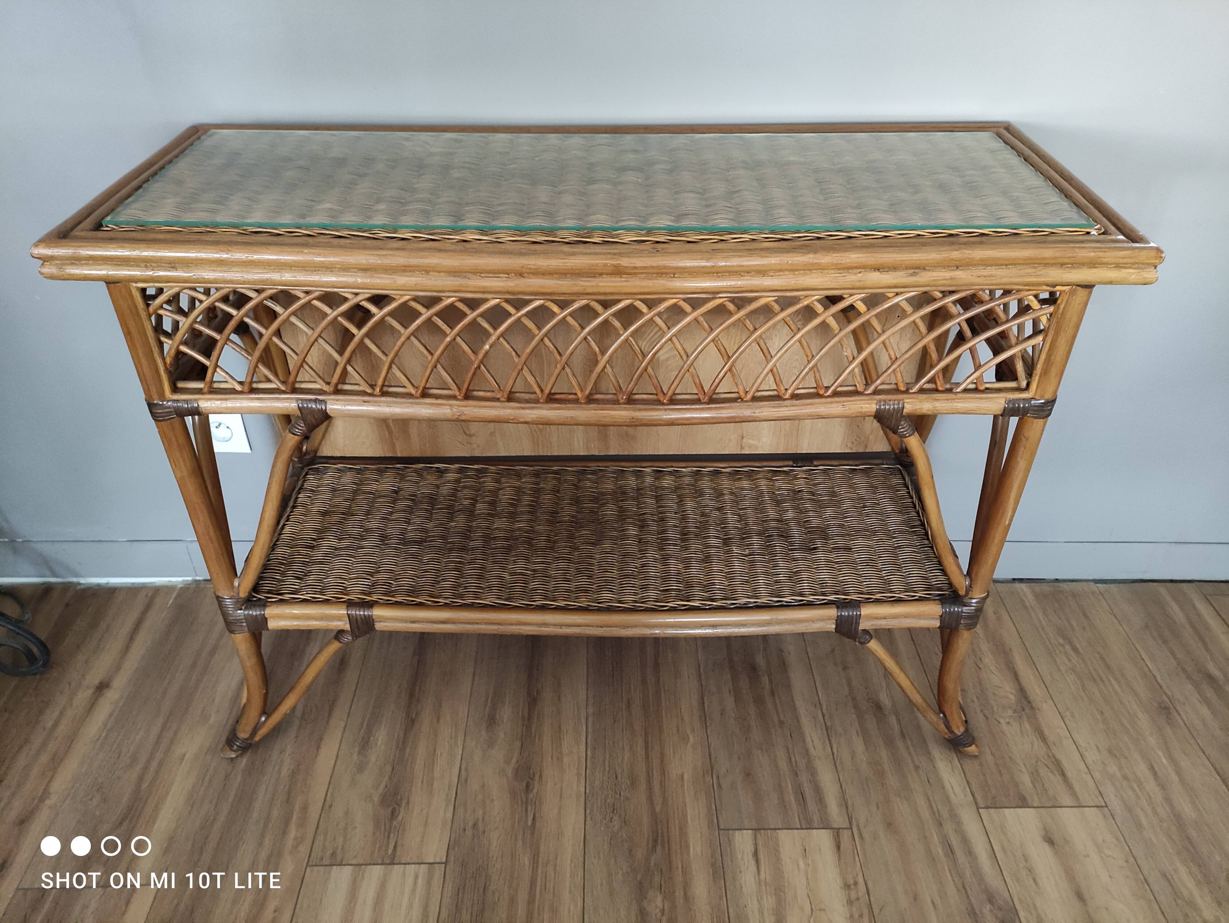 Vintage rattan console