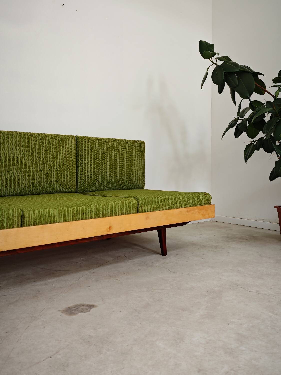 Jitona Sobeslav 1970s Green Fabric Folding Sofa