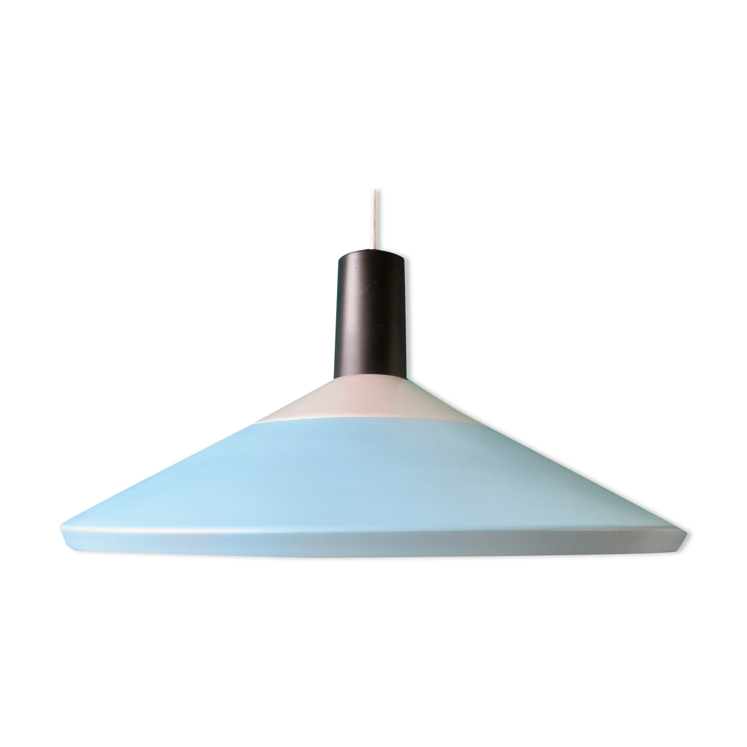 Light blue, black and white suspension, Louis Poulsen. Denmark 1960