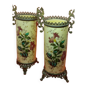 Pair of vases, bronze mount