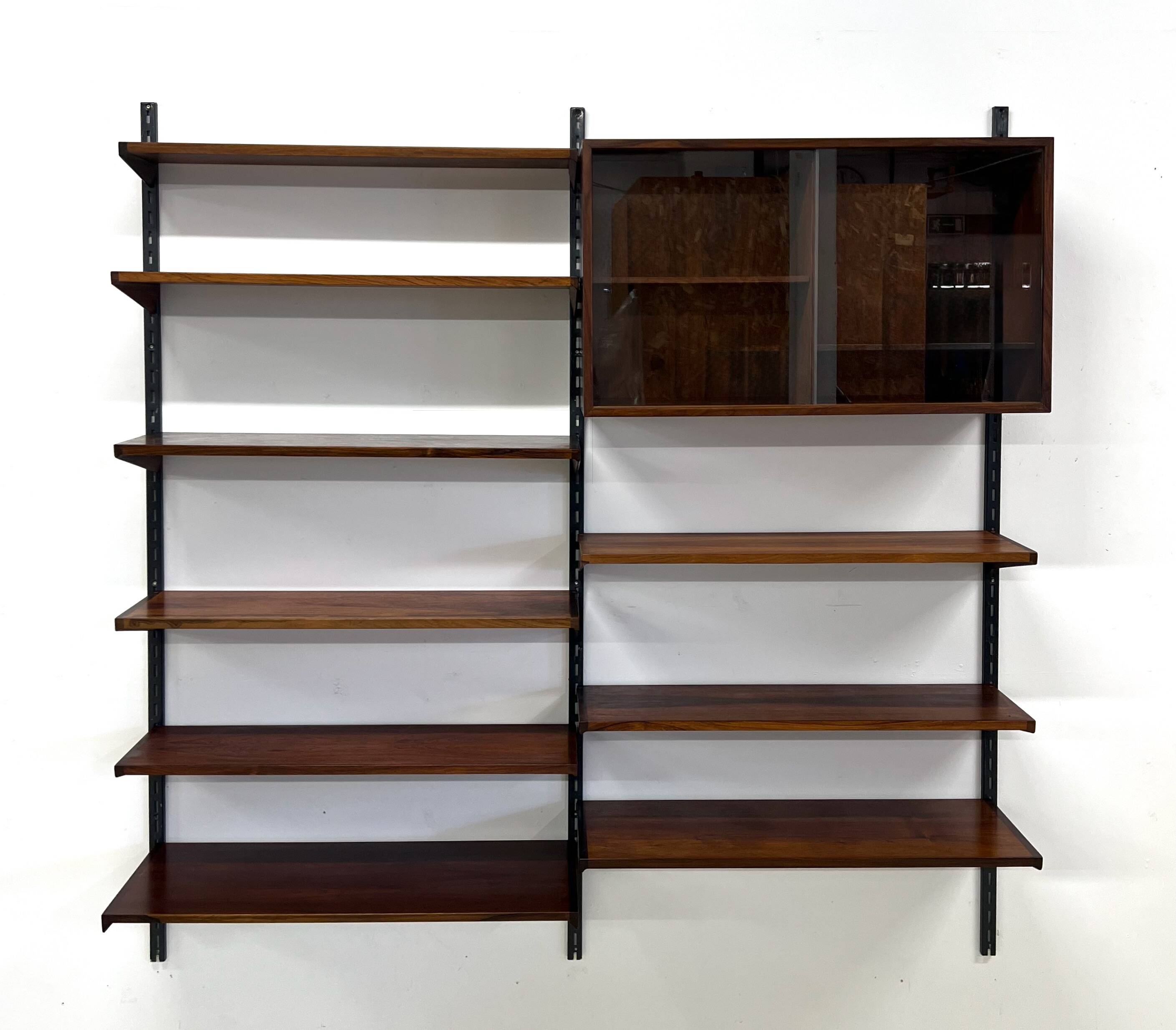 Rosewood Modular Wall System By Kai Kristiansen for Feldballes, 1960s.