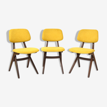 1980s Trio of yellow vintage chairs