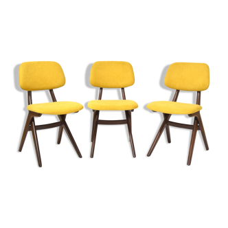 1980s Trio of yellow vintage chairs