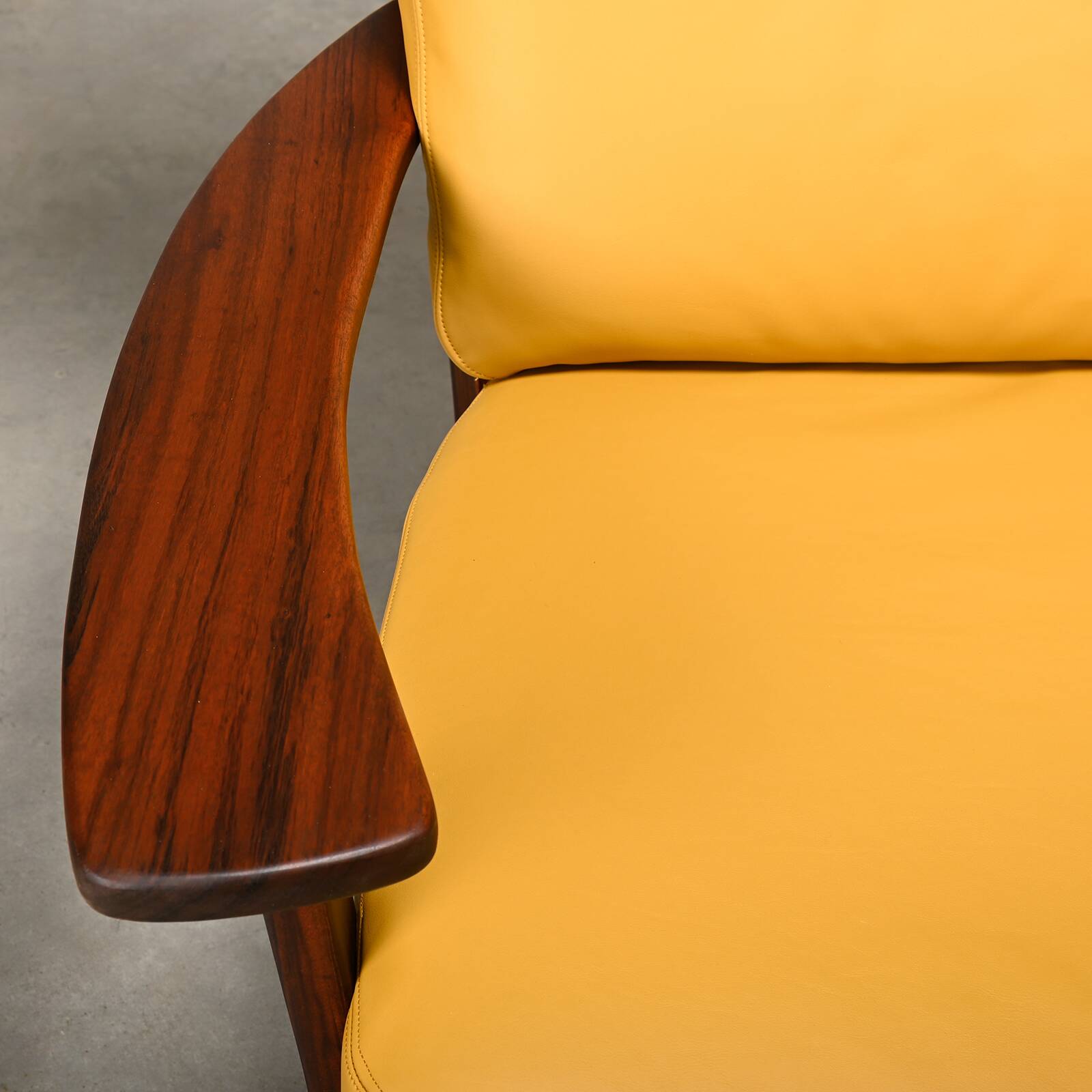 Brazilian Lounge Chair in Rosewood and Ochre Leather