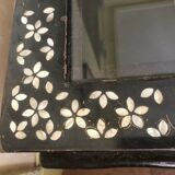 Ancient chinese black laced table with mother-of-pearl encrustation and stones