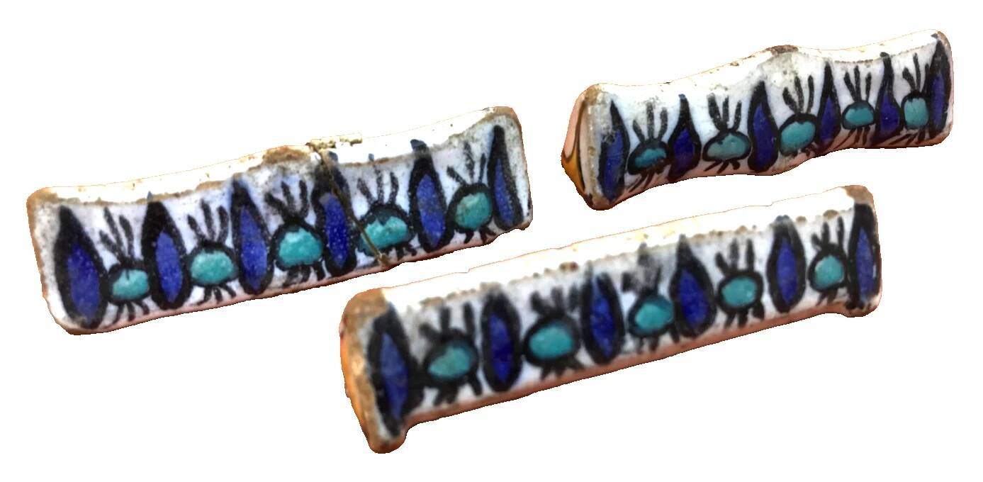 1920-1940 3 Ceramic Knife Holders Tunisian Nabeul el-Kh Workshop