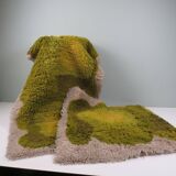 Pair of vintage Desso rugs from the 70s – moss green & beige