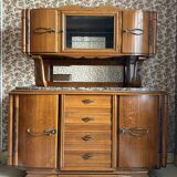 Buffet sideboard solid wood marble stone
