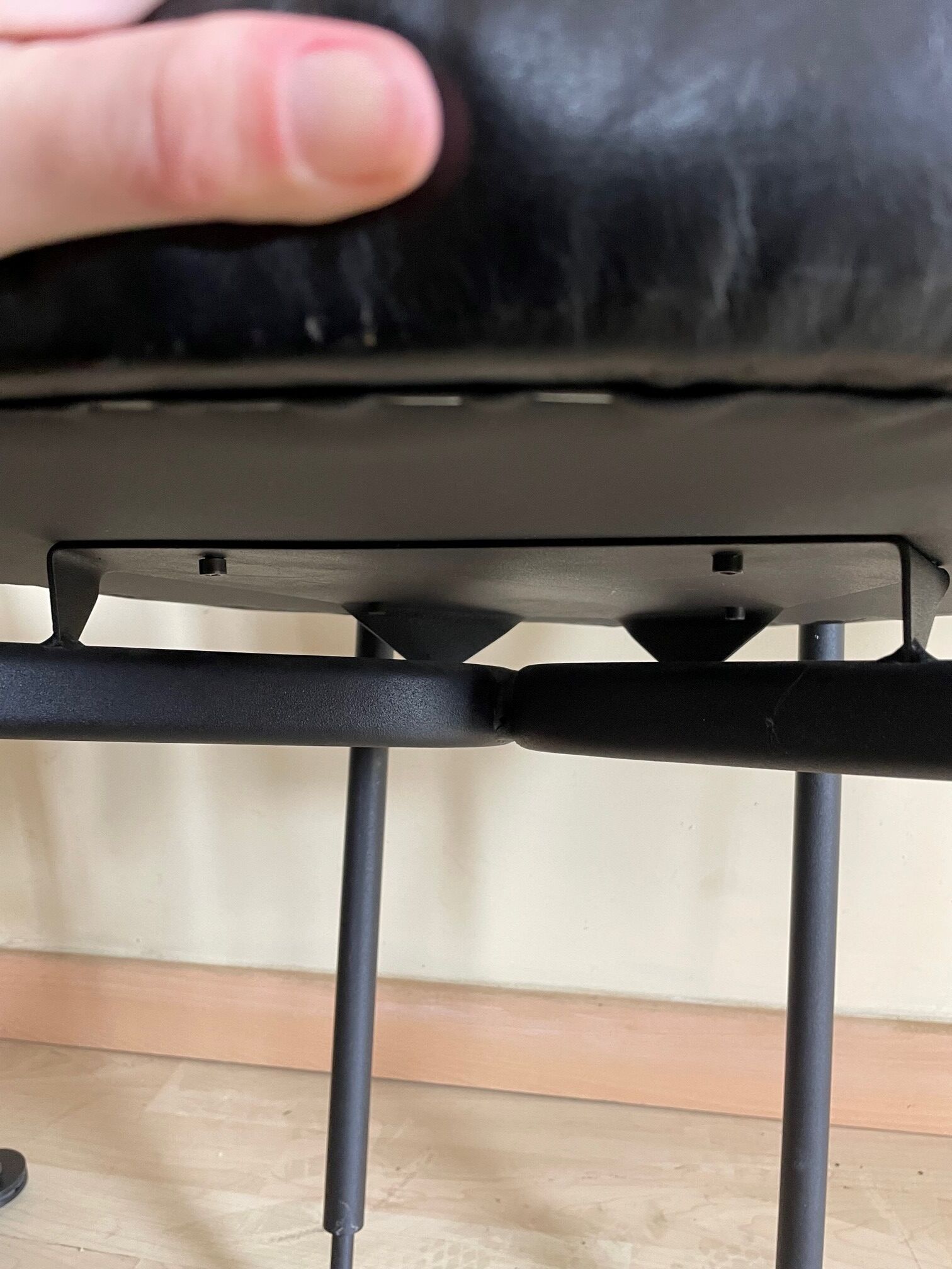 Pair of vintage leather basket armchairs