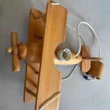 Vintage pine airplane pendant light
