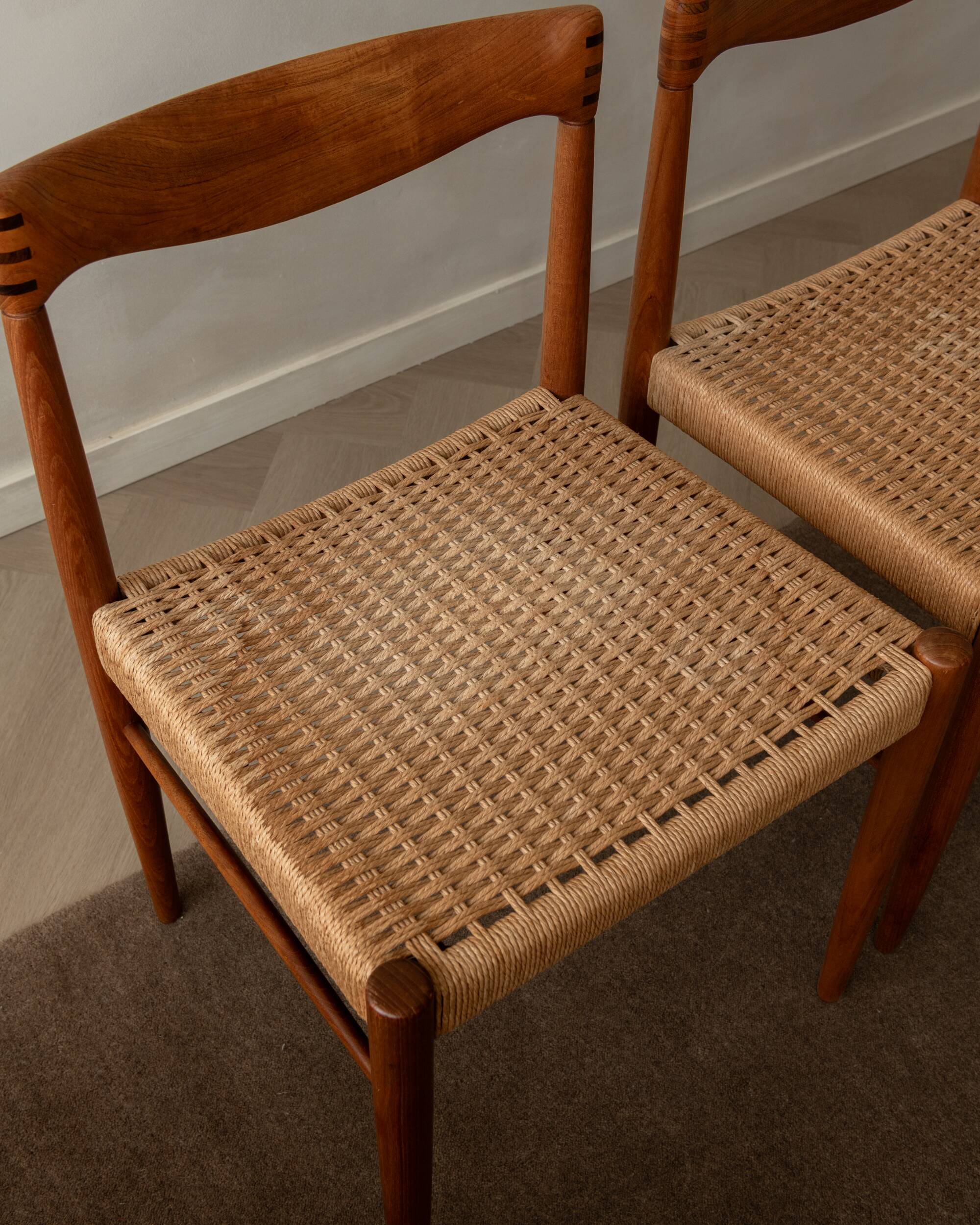 Chaises de salle à manger vintage en teck danois par H.W. Klein pour Bramin, années 1960, ensemble de 3