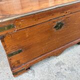Antique camphor chest made of camphor wood and brass
