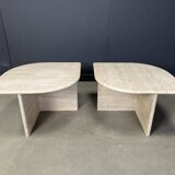Pair of vintage travertine coffee tables or side tables, 1970s