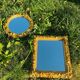 Small round antique gold mirror