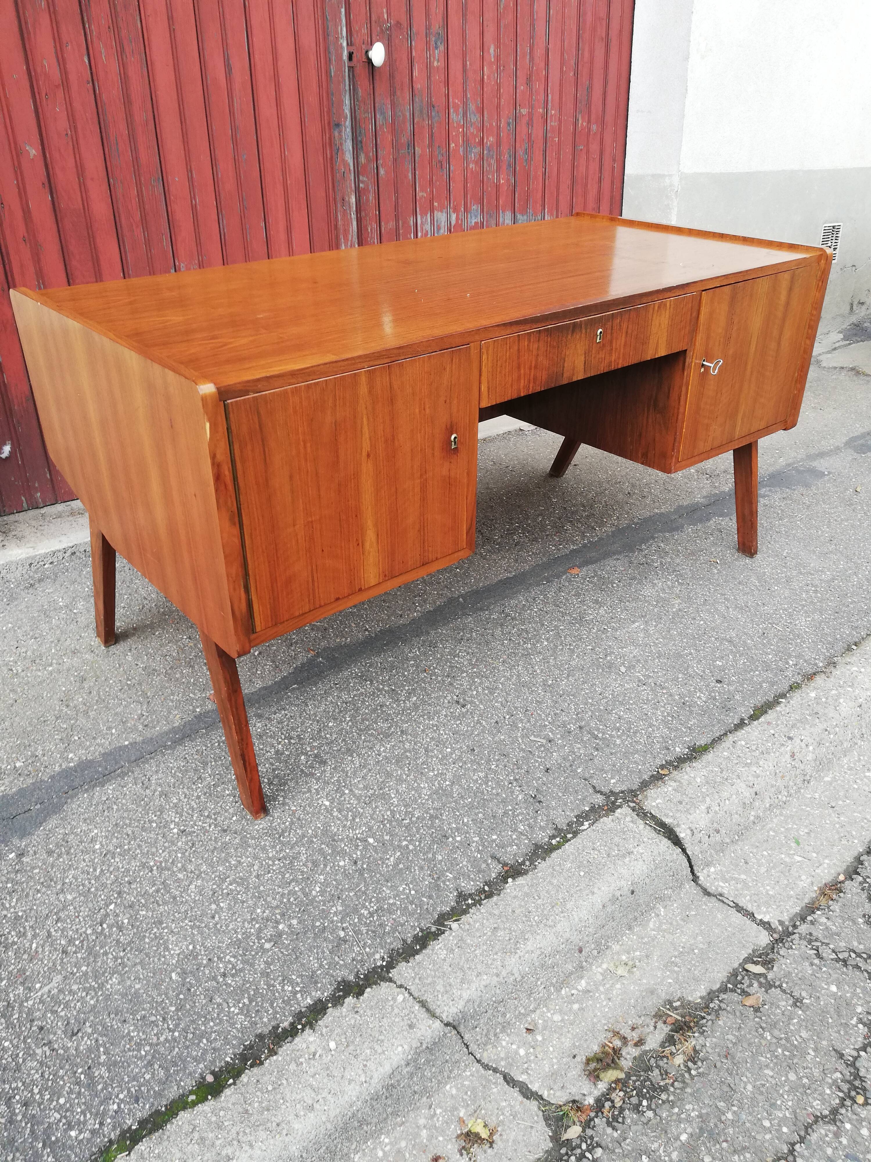 Vintage desk 2 doors 1 drawer compass feet