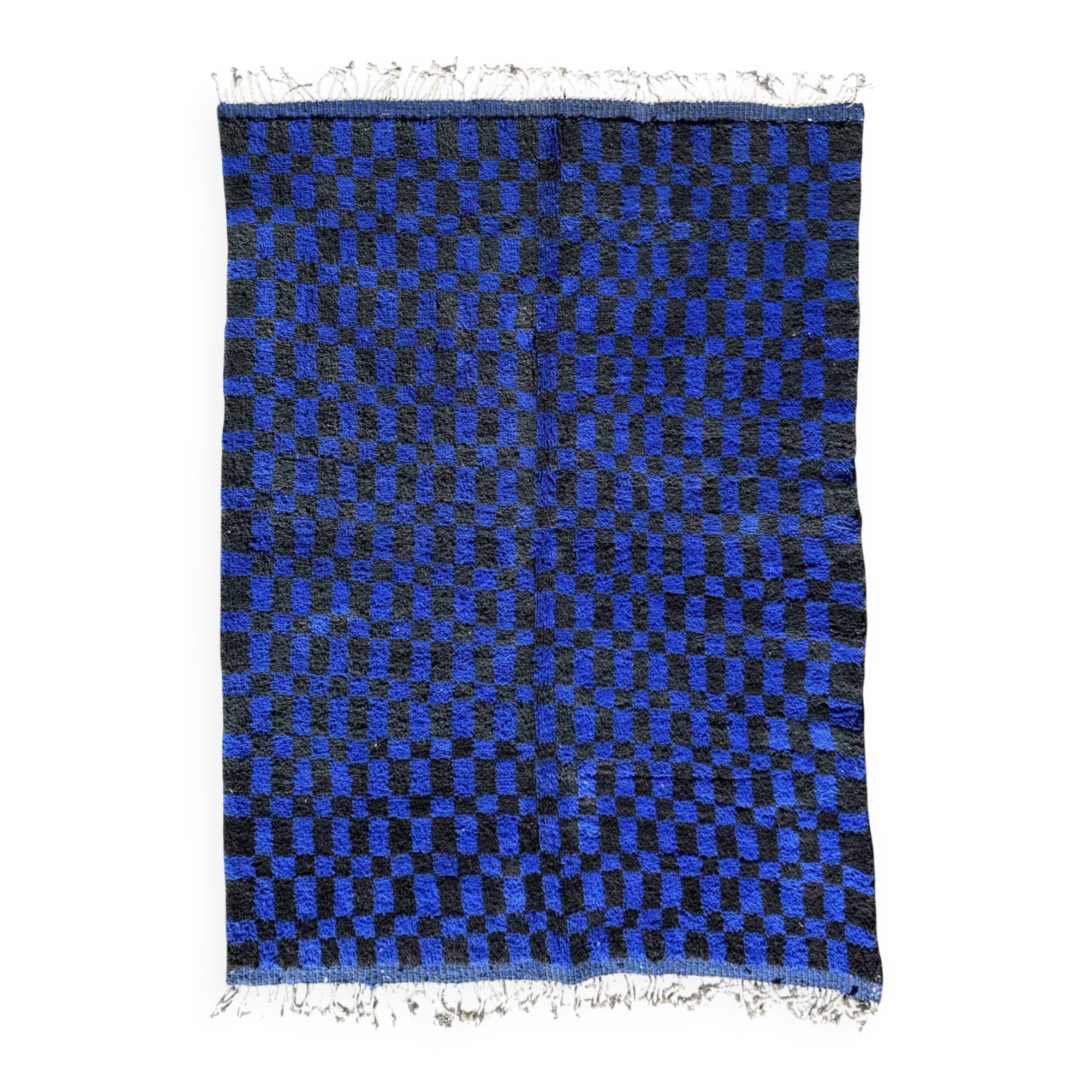 Large Moroccan Berber rug in blue and black 200x300 cm in wool