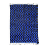 Large Moroccan Berber rug in blue and black 200x300 cm in wool