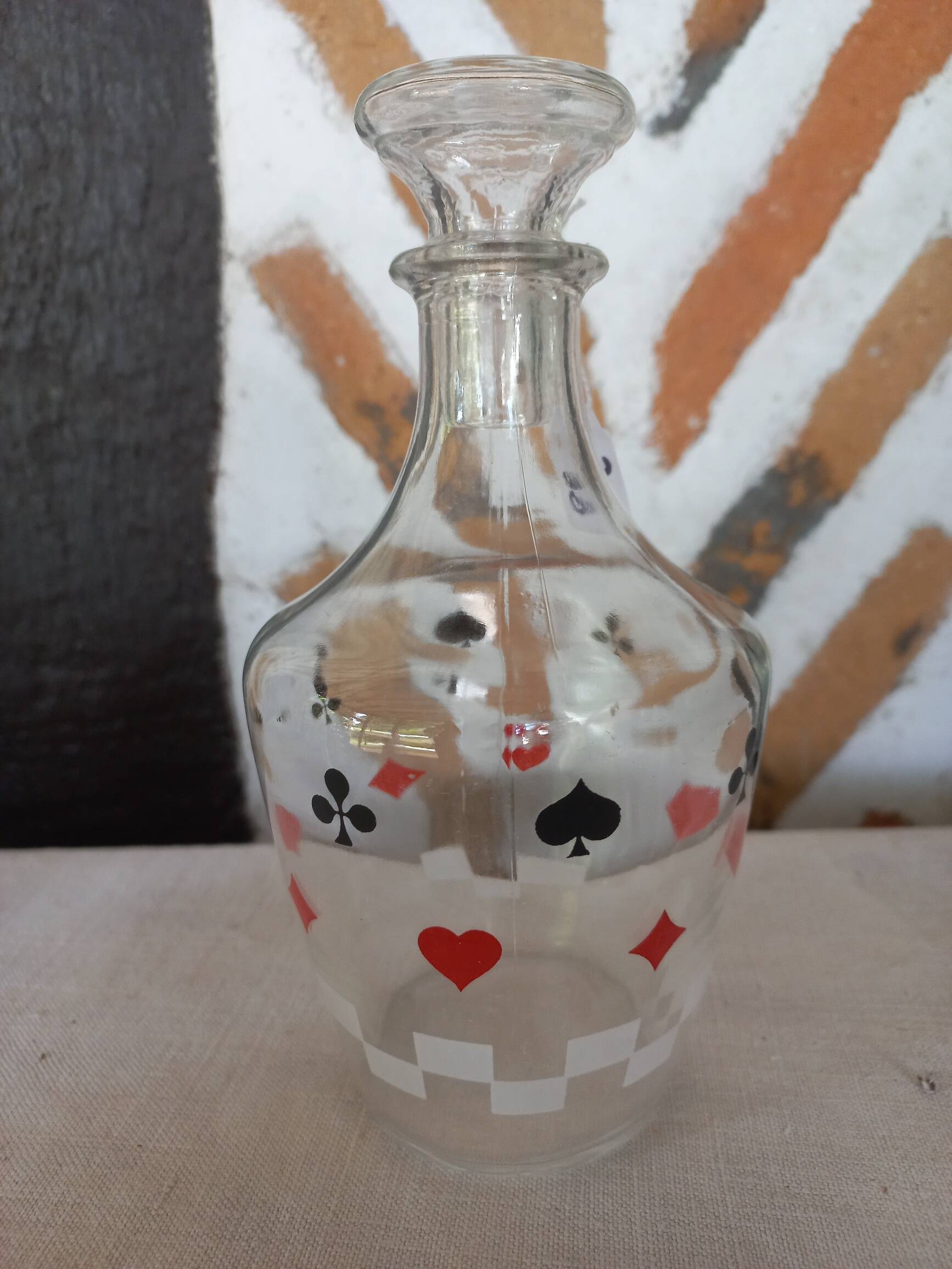 Liquor service 8 shot glasses "card game" vintage