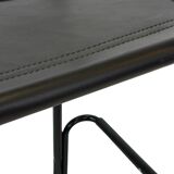 Vintage Black Leather & black frame Italian Modern Barstool
