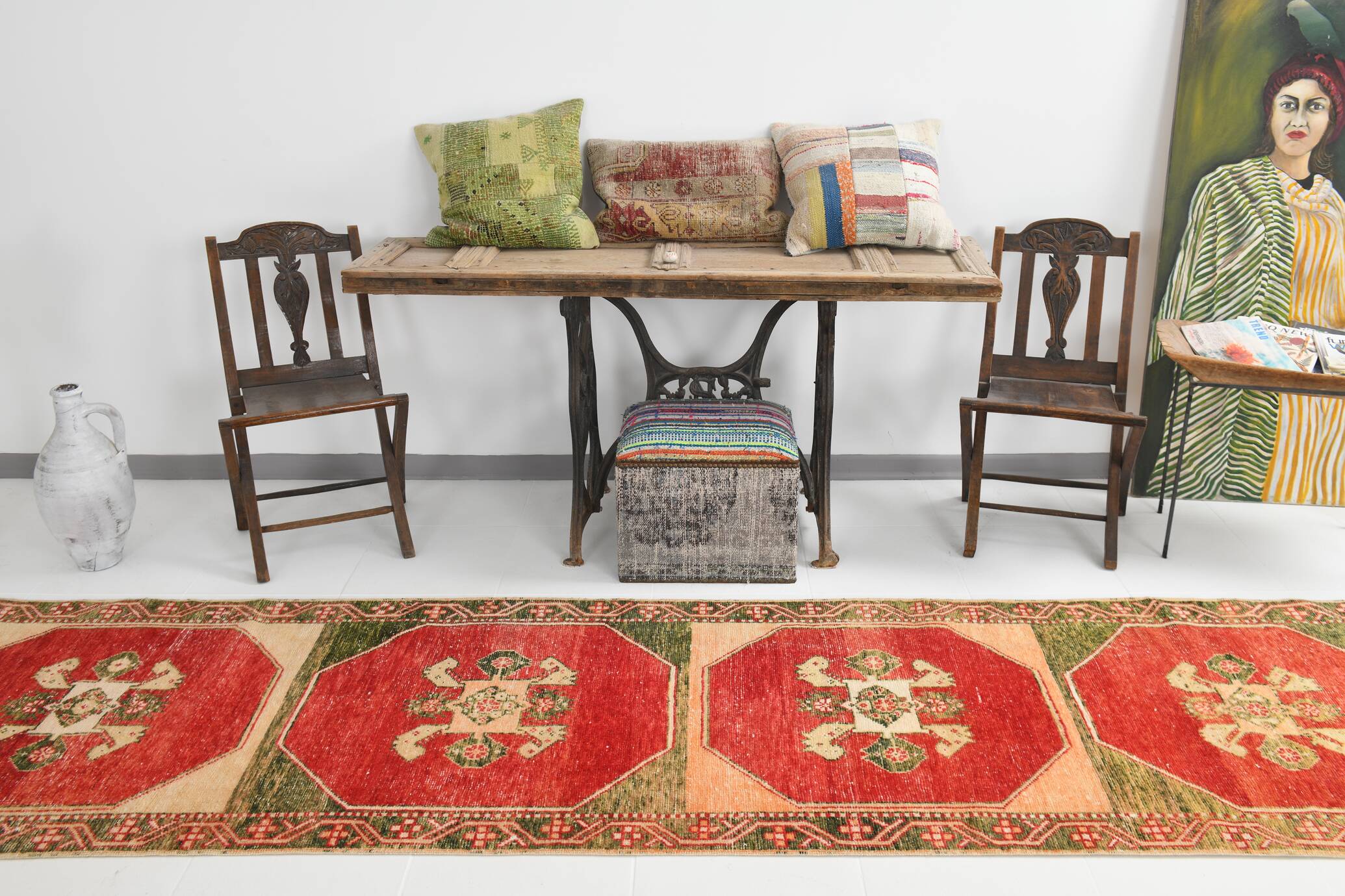 3x12 Ruby Red Vintage Persian Runner Rug, 92x371Cm SK20380