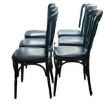 Set of 6 english green bistro chairs and black leatherette seat