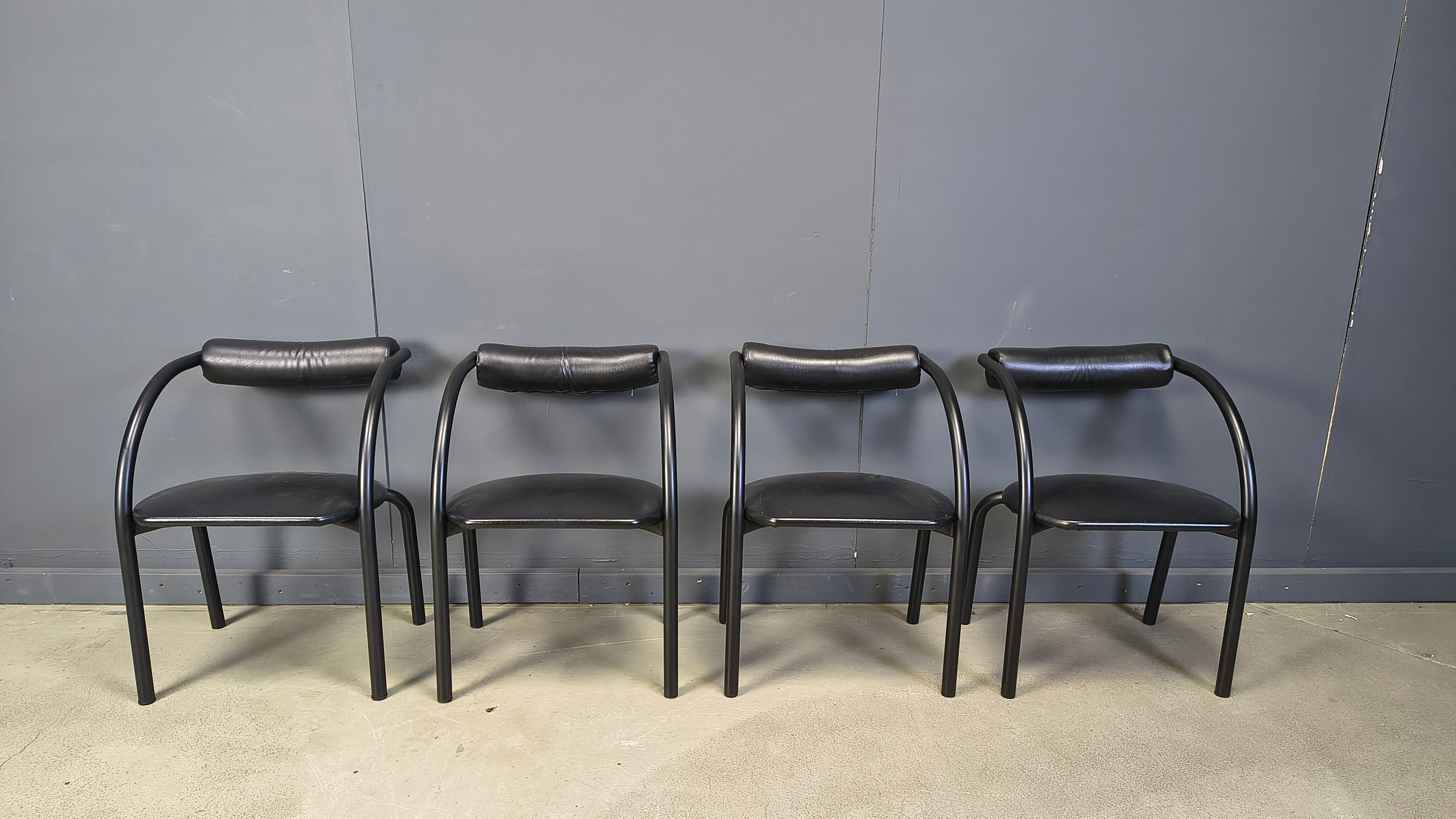 Postmodern dining chairs, 1980s, set of 4