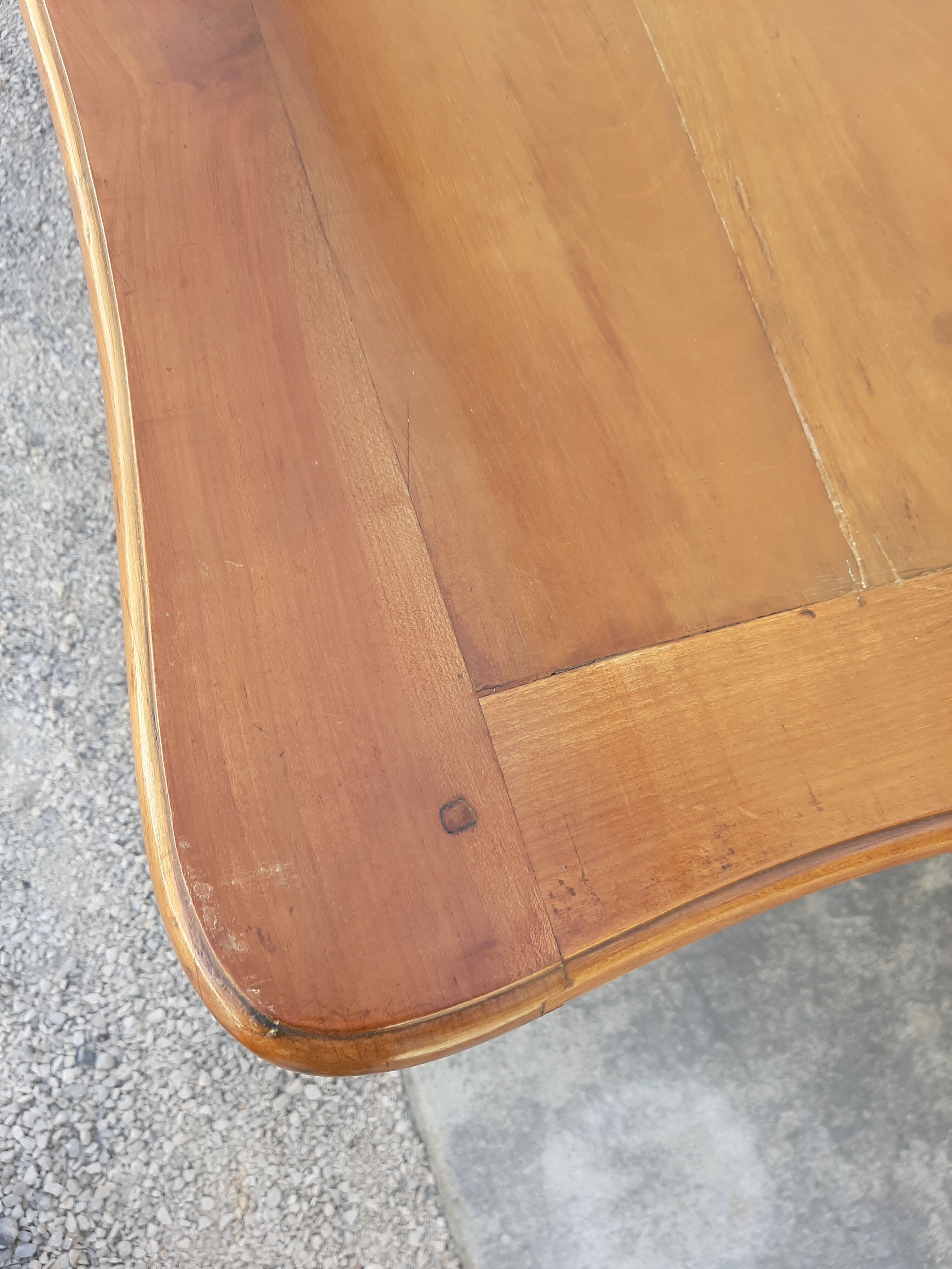 Table de ferme Louis XV en merisier 1900 pied de biche - 2m65