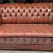 Vintage Chesterfield 2-Seater Sofa in Burgundy Leather with Button Tufting
