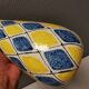 Italian vase with Harlequin pattern in beautiful yellow/blue