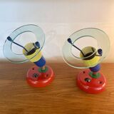 Pair of 90s multi-colored wall lights