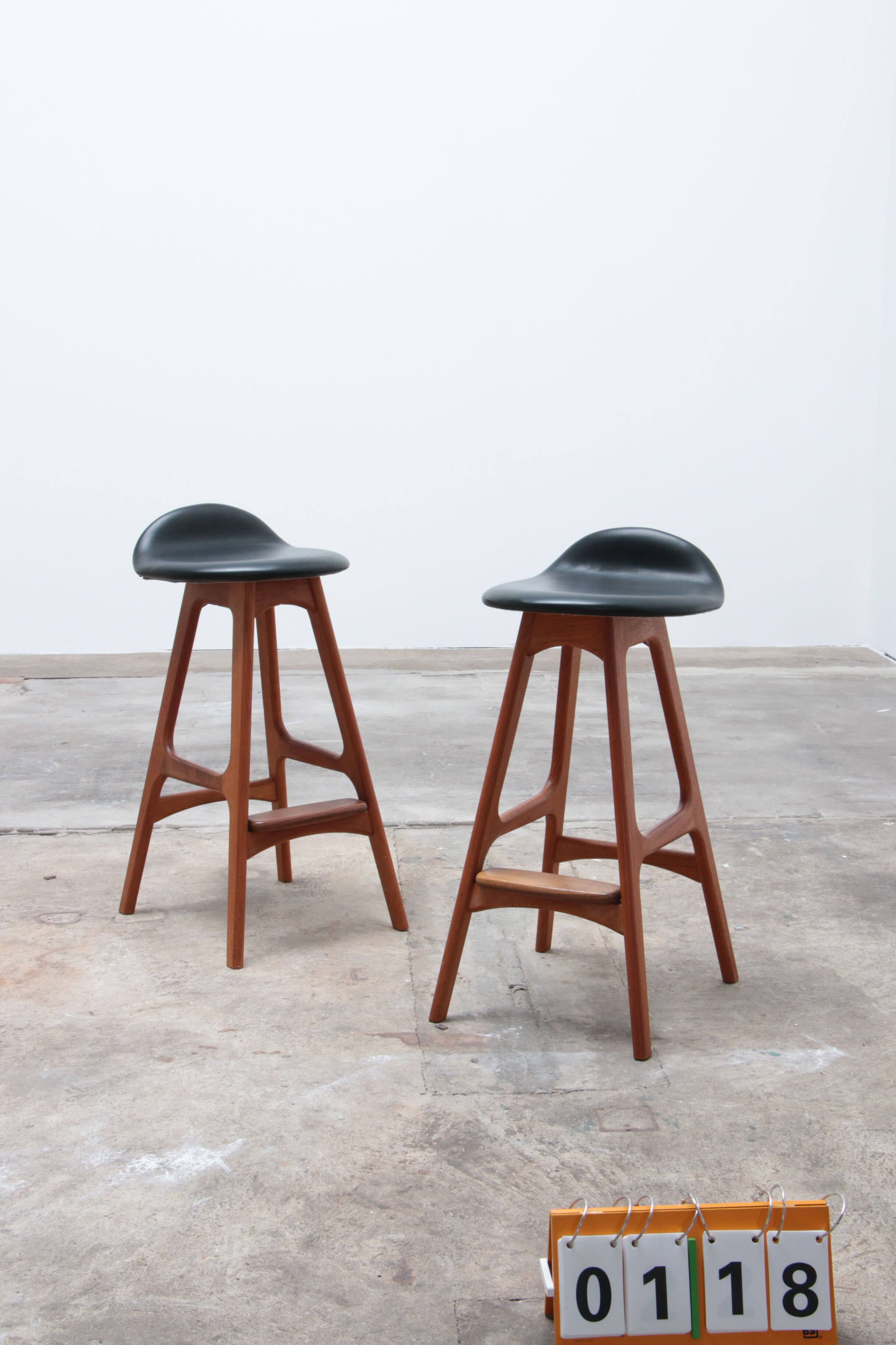 Set of two Erik Buch Teak wood bar stools 1960 Denmark