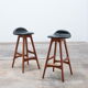 Set of two Erik Buch Teak wood bar stools 1960 Denmark