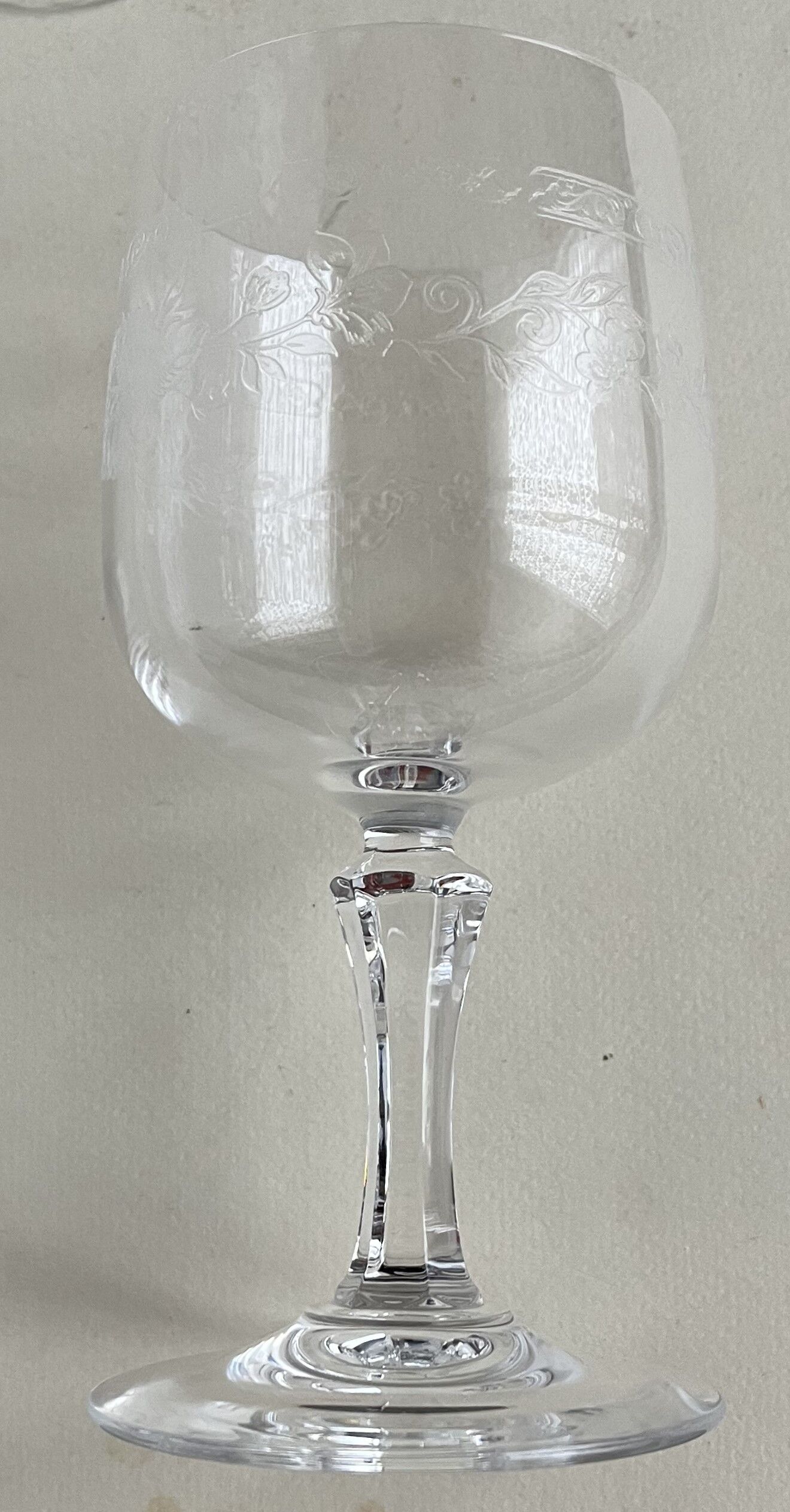 6 Engraved crystal water glasses