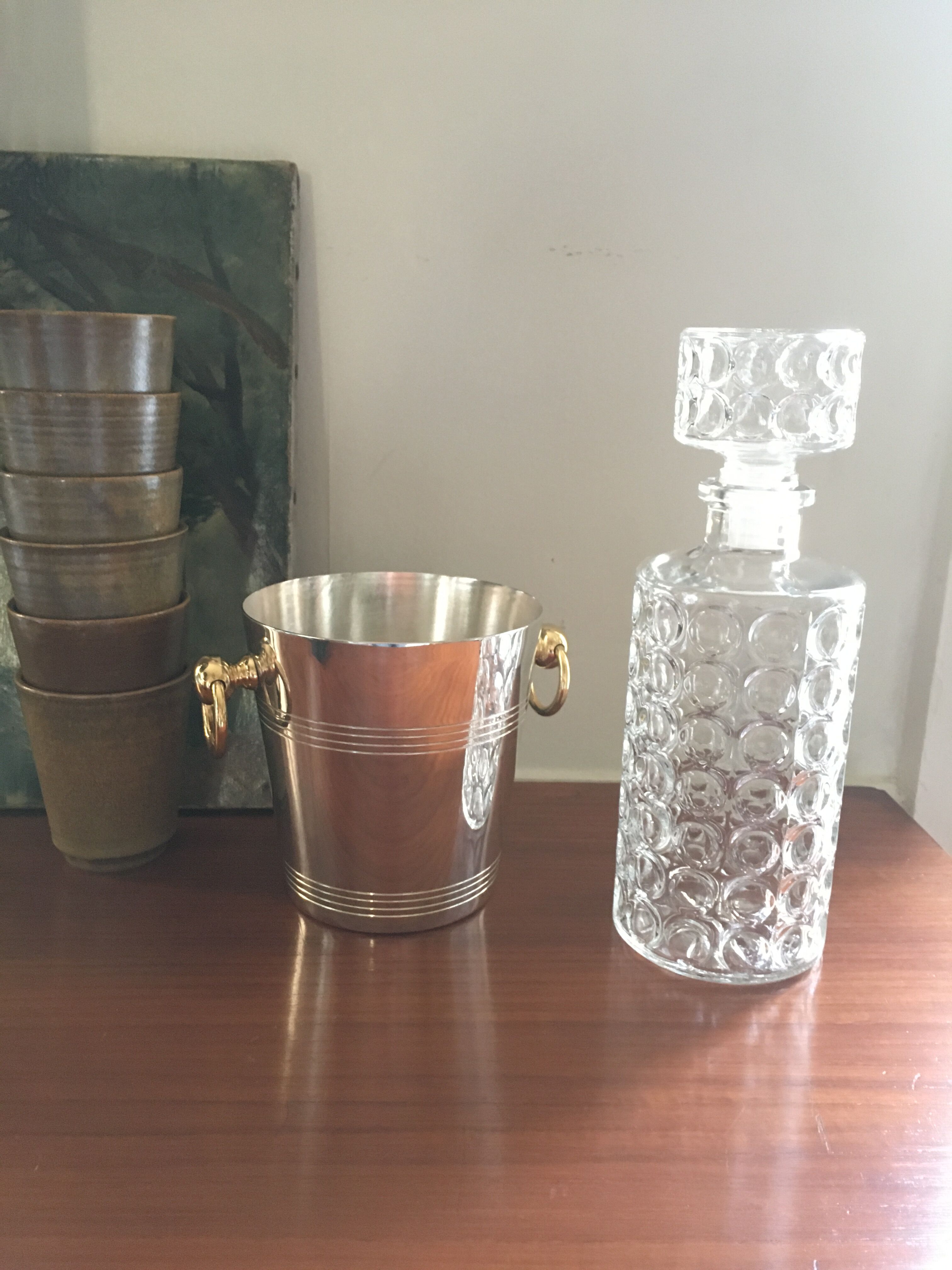 Silver metal ice bucket