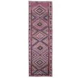 Vintage Turkish Oushak blanket made of wool and cotton, purple, 82x320.