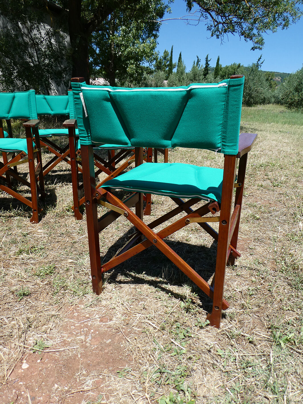 Lot of 6 foldable chairs in solid teak Roland Vlaemynck