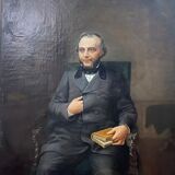 Old painting, portrait of a man of letters signed dated 1863