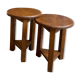 2 Vintage Tripod Oak Stools 50s