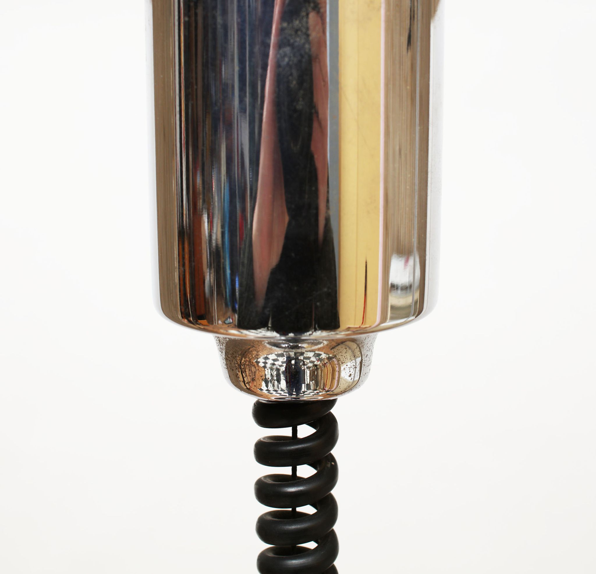 Suspension en plastique blanc et chrome 1970s