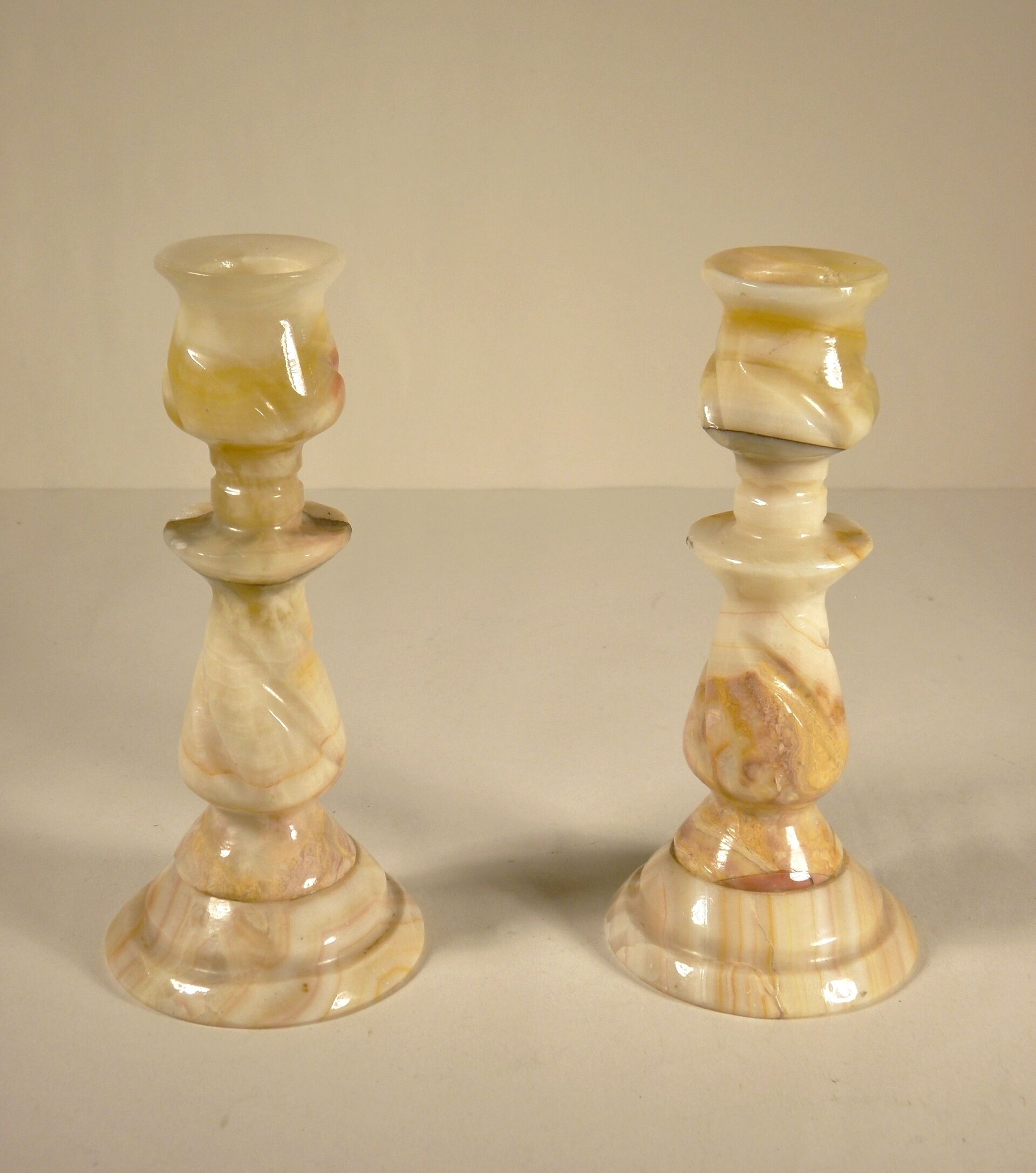 Pair of onyx candle holders