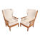 Pair of armchairs with ears of the 50s in oak
