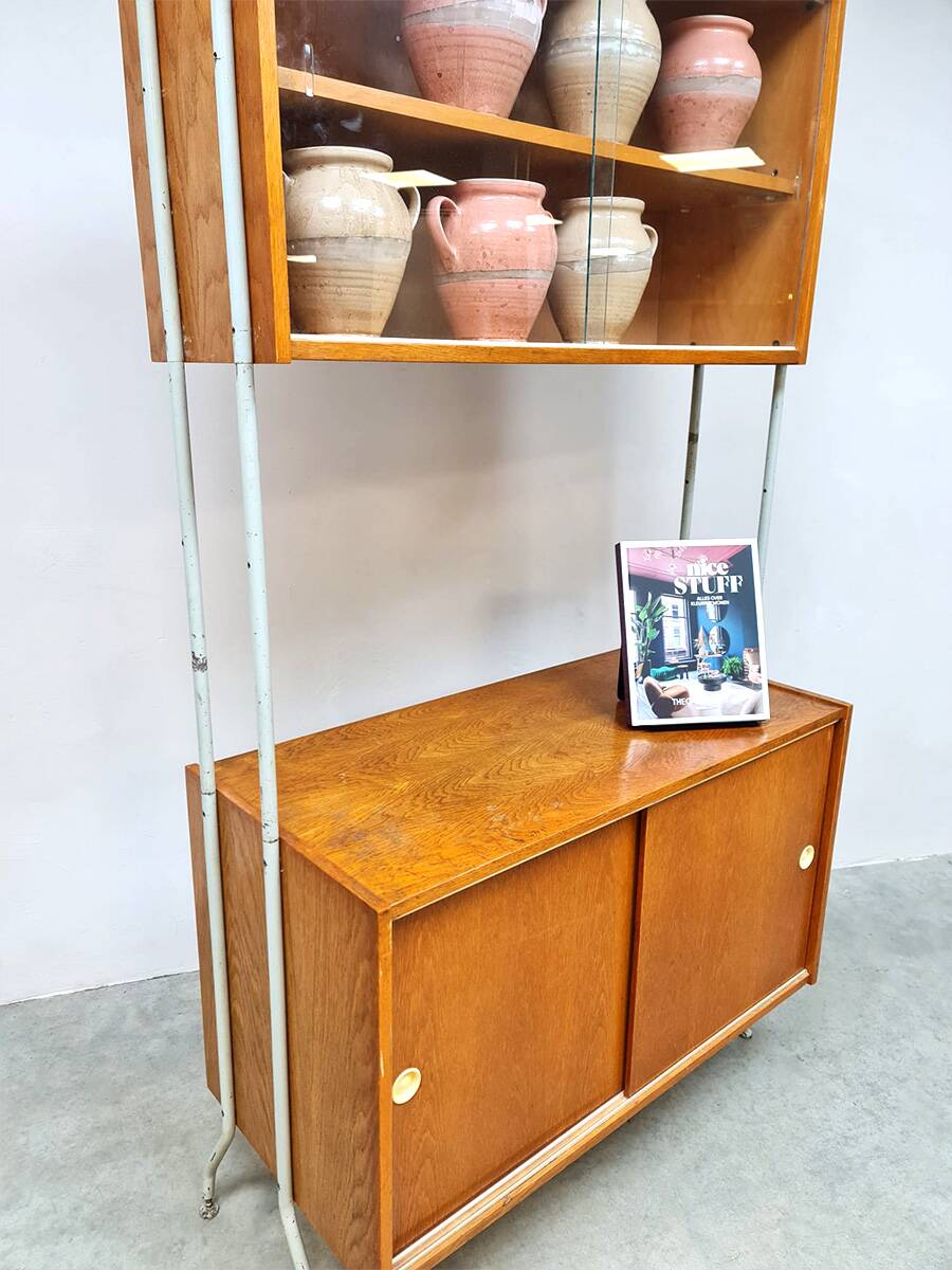 Vintage wall unit bookcase cabinet 1960s